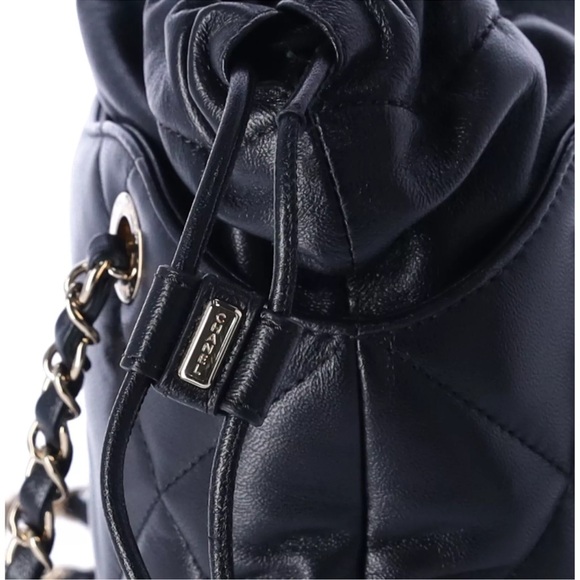 Chanel Lambskin Quilted Small Drawstring Shopping Bag Black - Picture 12 of 14